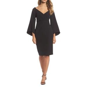 Bardot Black Ava Bell Sleeve Cocktail Knee Length Dress Womens 10/L